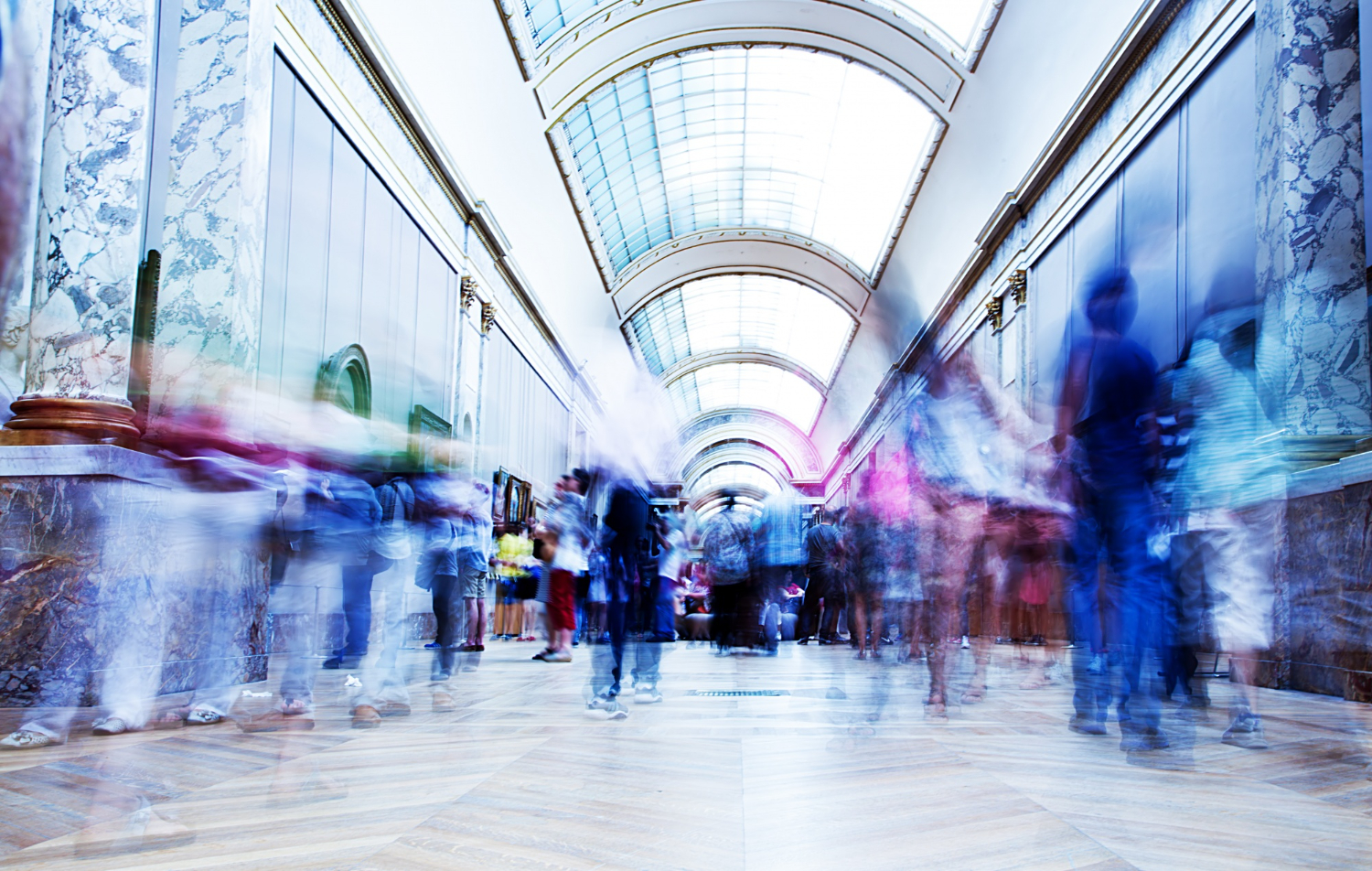 Blurred people walking