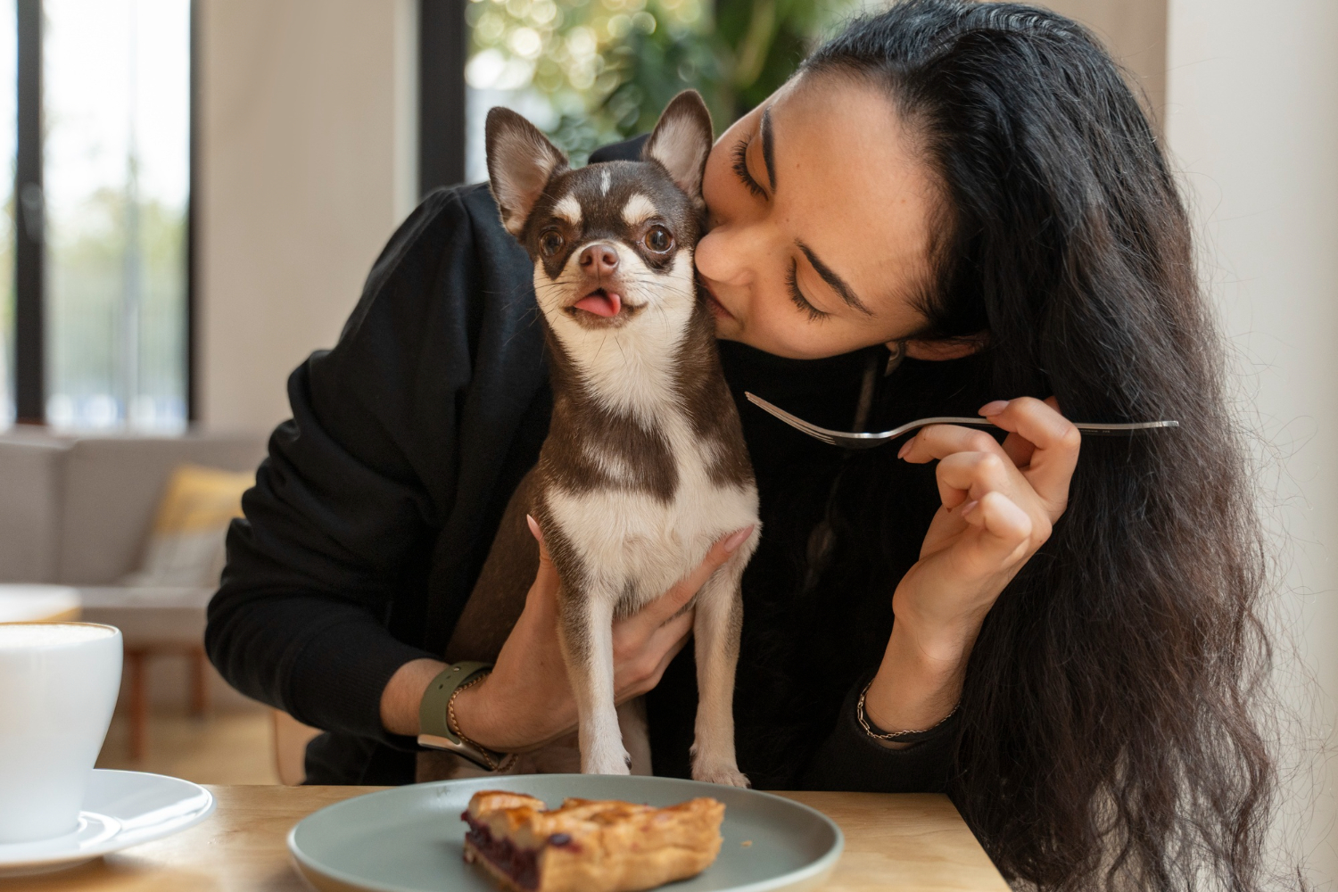 Eat with the dog