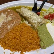 Chicken Enchilada with rice & beans. Basic but yummy.