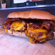 Pork Tenderloin sandwich with BACON and cheese!  SOOO Delicious!!
