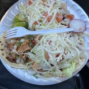 Two veggie tacos and one chicken on my lunch