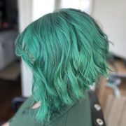 Green and black split color  A-Line haircut