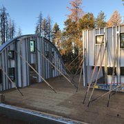 the interior and exterior of a home under construction