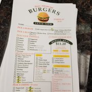 a menu for burgers