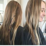 This one is cool because this lady's hair was actually platinum. We added low lights to make it look more natural