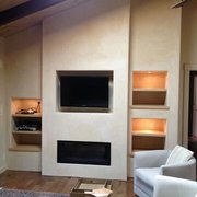 Smooth trowel stucco entertainment center