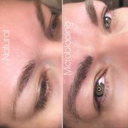 Before and after microblading. Filled in the tail of the brow and added depth. Beautiful
