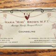 My card, call me, (530)354-4418, or book online at mimibrownmft.com