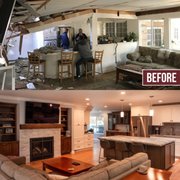 Before & after pictures from a restoration completed in northern California. A tree feel through the top of this home. No one was injured.