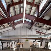 tables and chairs in a large open space