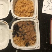 Suppose to be 1/2 black 1/2 pinto but all rice with scoop of beans on top