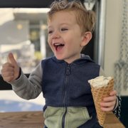 Axel enjoying cookies and cream cone from Savor