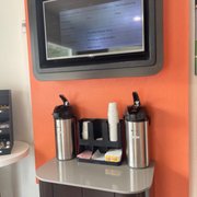 free coffee station in the front office & vending machines w apple pay