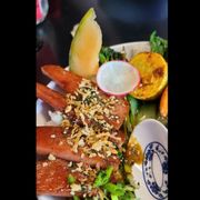 a plate of food on a table