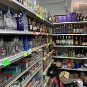 shelves of liquor