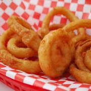 onion rings in a basket