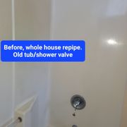 Homeowners wanted ALL old pipe out of there home. We removed everything at all 3 the tub/shower locations. No sheetrock repairs.