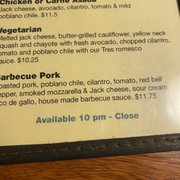menu given 30 min early