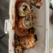 Jalapeño rainbow roll- I could smell the fish from the bag (takeout).
