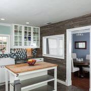 The owner was so clever.  She used old fence boards to create a rustic look in this remodeled kitchen.