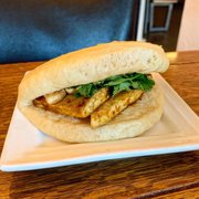 This place has the best bao I've ever had and it's vegan! This was the tofu with black bean sauce bao.