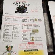 a menu for salads