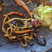 Burnt noodles and carrots
