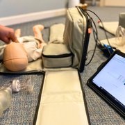 Mobile Teams Voice-Assisted Manikin Station. Delivery & Pick-up for Teams of 5+.
