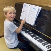 Piano Student Miles Anderson having fun with his lesson!