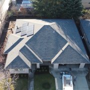 Aerial view of solar array. (Front of house)