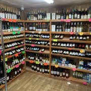shelves of wine