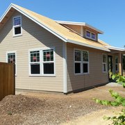 a house with a brown roof