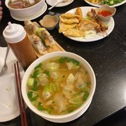 Chicken and beef Pho plus the appetizer plate