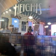 a view of a restaurant through a window
