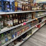 shelves of liquor