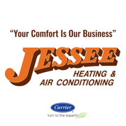 Jessee Heating ans Air Conditioning logo, "Your Comfort is Our Business" stated above it. Carrier logo below