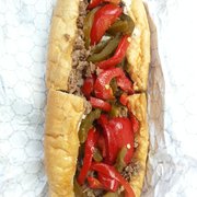 Philly Cheese Steak "King"ed "widout" plus Bacon and both Sweet & Hot Peppers! This reminds me of Philly!!!