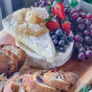 grapes, strawberries, and bread