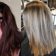 Before and after 2 blonding sessions 7 weeks apart.