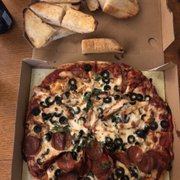 Large 3 topping pizza with garlic bread