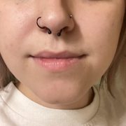 Second nose piercing done by Cherie and septum done by Roman in November