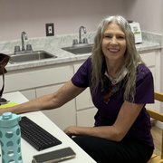 Lyn, business mgr hard at work.