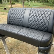 1956 Chevy coupe seat. Full rebuild with custom stitched vinyl cover.