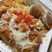 Carnitas Chimichanga (no beans, sub rice)