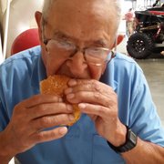 Eating a hot dog with Max Ramirez Sr.