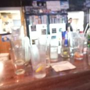 empty glasses on the bar
