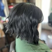 Green and black split color  A-Line haircut