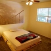 Bedroom with fan & overhead light