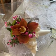Chambray Rose Corsage for 90th bday party.