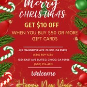 Merry Christmas ! Get 10 off when you buy gift cards !